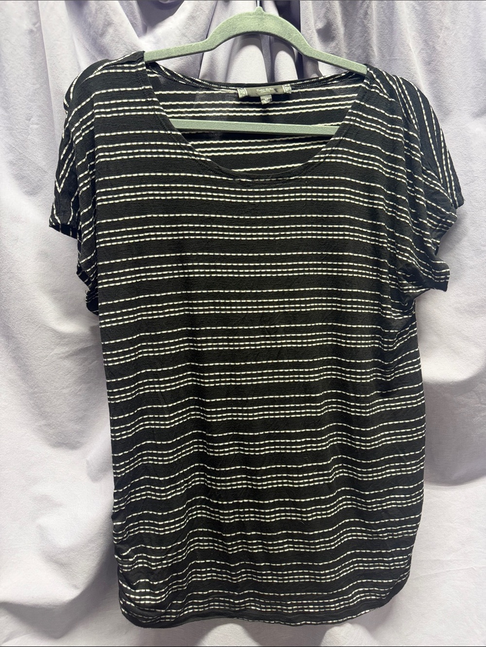 Women’s Black & White Striped Short Sleeve Top